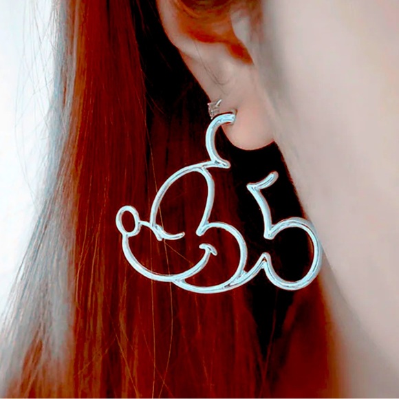Disney Jewelry - 18K White Gold/ Rhodium Plated Mickey Mouse Head Earrings